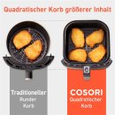 Cosori Premium 5,5-Liter Hei&szlig;luftfritteusen-Set inkl. Spie&szlig;gestell, 5 Spie&szlig;en und Rezeptbuch, 1700W, blau