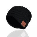 Sharon Music Beanie Bluetooth Kopfhörer-Mütze mit Zopfmuster, Schwarz WD67229