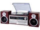 Trevi TT 1072 Stereo Plattenspielersystem mit Digital DAB / DAB Empf&auml;nger + Bluetooth-Encoding, Kassette, Fernbedienung in Holzoptik